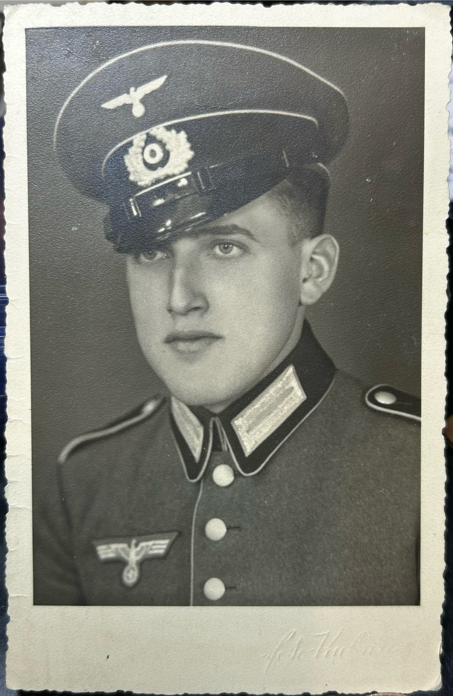 German WWII Photo Wehrmacht Studio Portrait Waffenrock Uniform