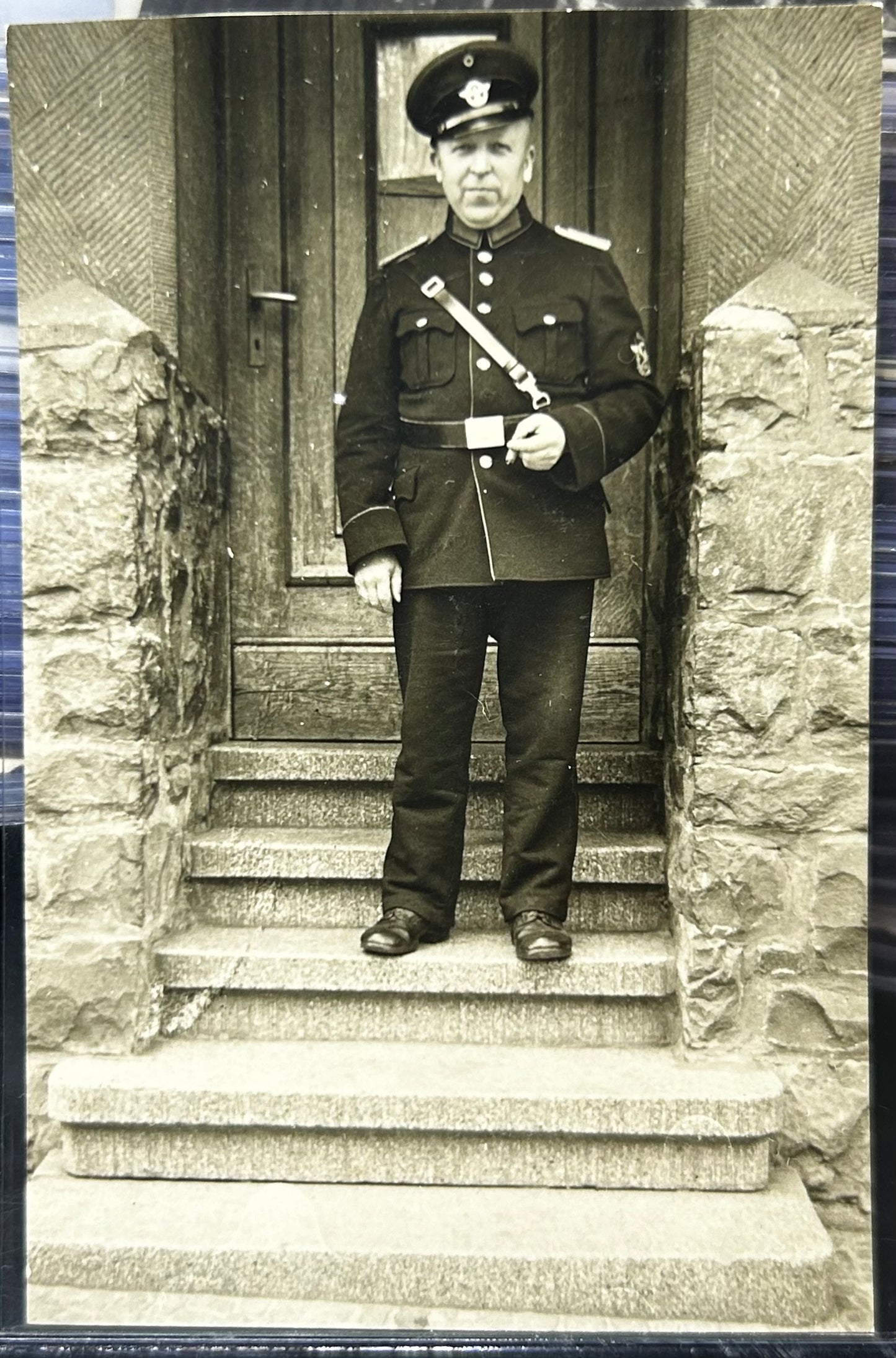 Rare! German WWII Photo Feuerpolizei Fire Policeman Standing