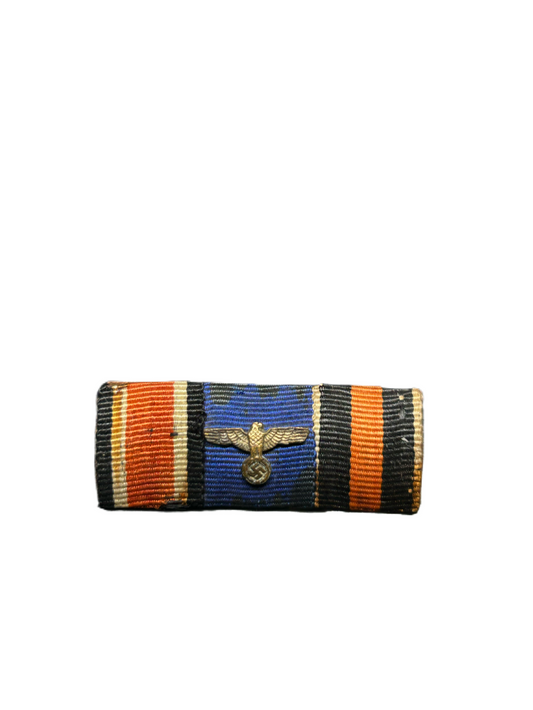 German 3 Place Ribbon Bar, Ek2, Heer Long Service, Czech Annex