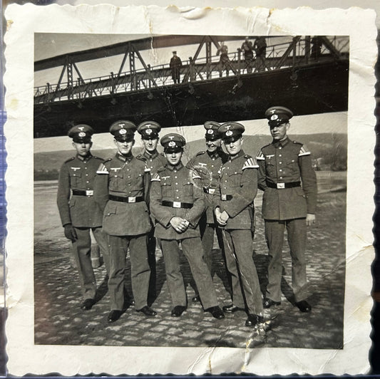 German WWII Photo NCO’s w/ Swallows Nest Standing By Bridge