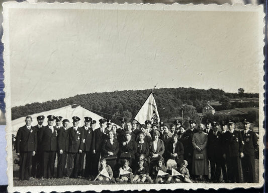 Rare! German WWII Photo Of RKB Veterans & Flag!