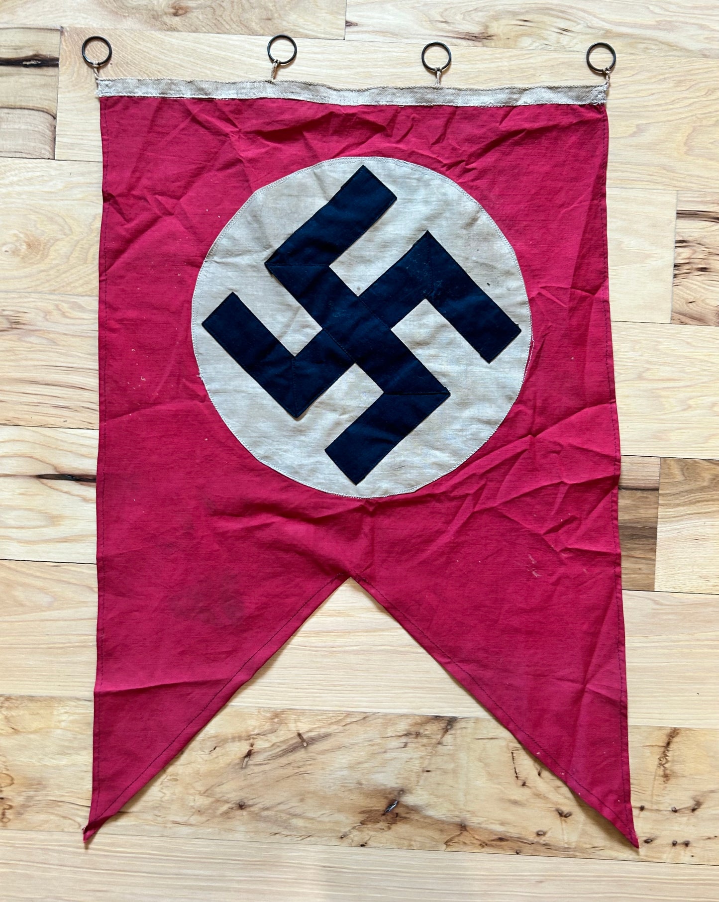 Swallow Style NSDAP Flag With Rings 3 Piece Construction