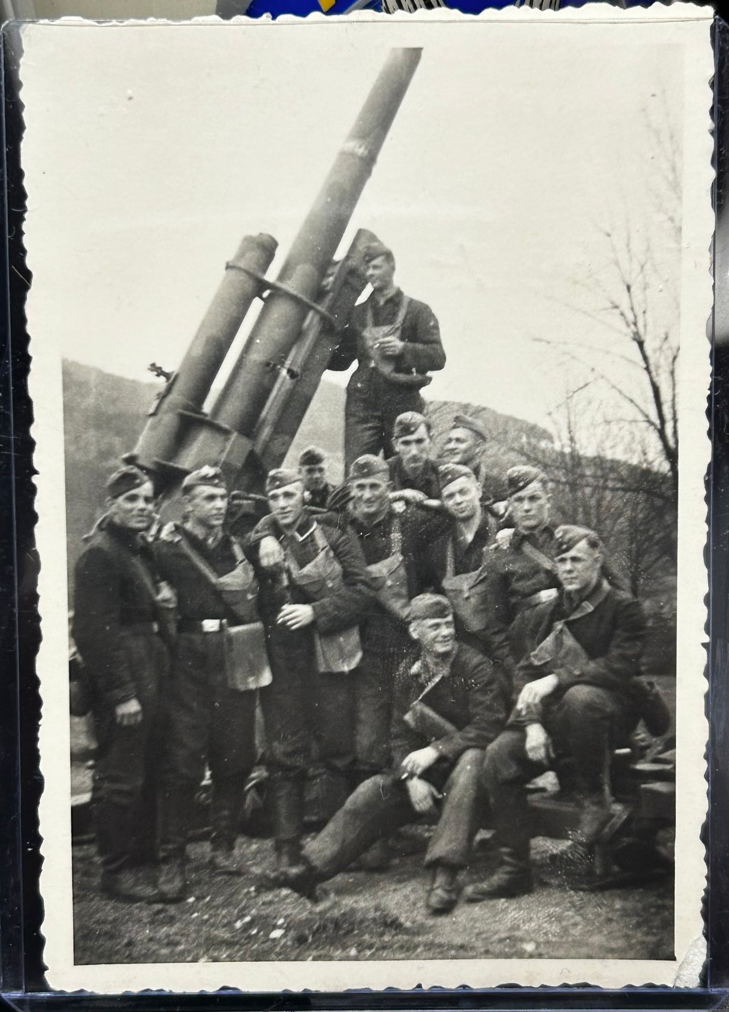 German WWII Luftwaffe Flak Gunner Photo With Names On back