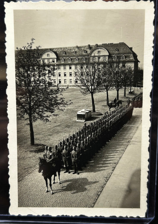 German WWII Photo Soldiers Lined Up Marching