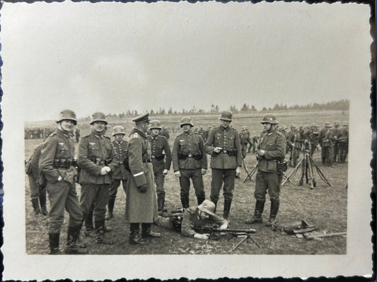 German WWII Photo Of Wehrmacht Soldiers Training on MG-13