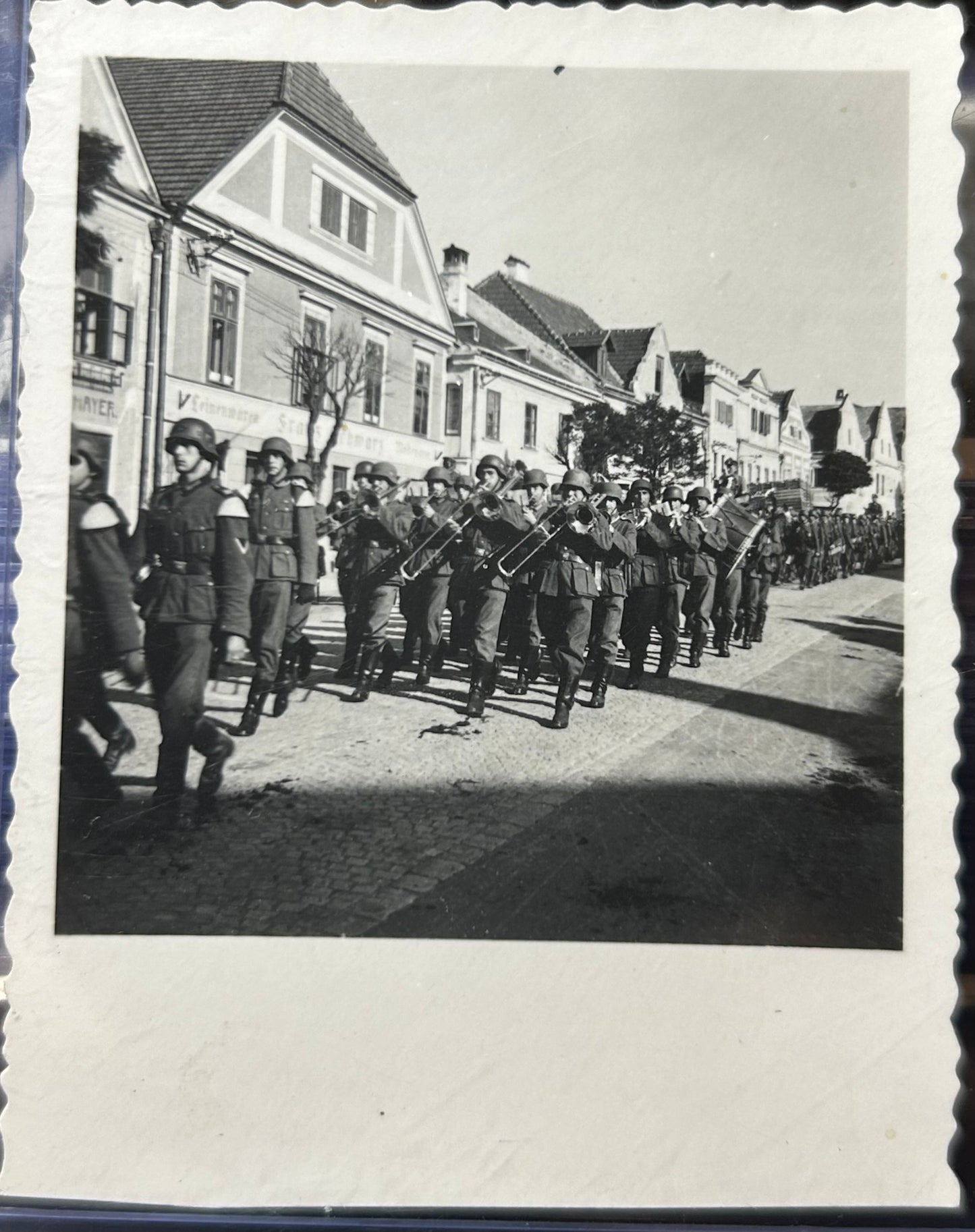 German WWII Photo Band Troops Marching W/ Instruments