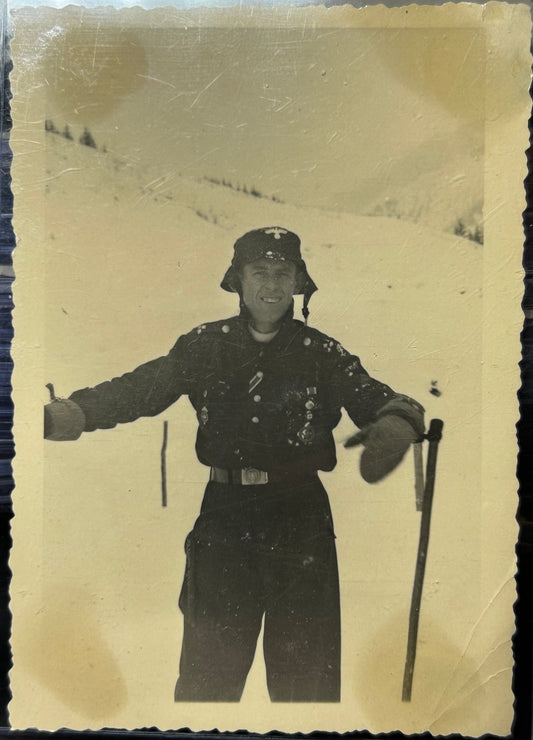 Rare! German WWII Photo Hitler Youth HJ Leader On Skis