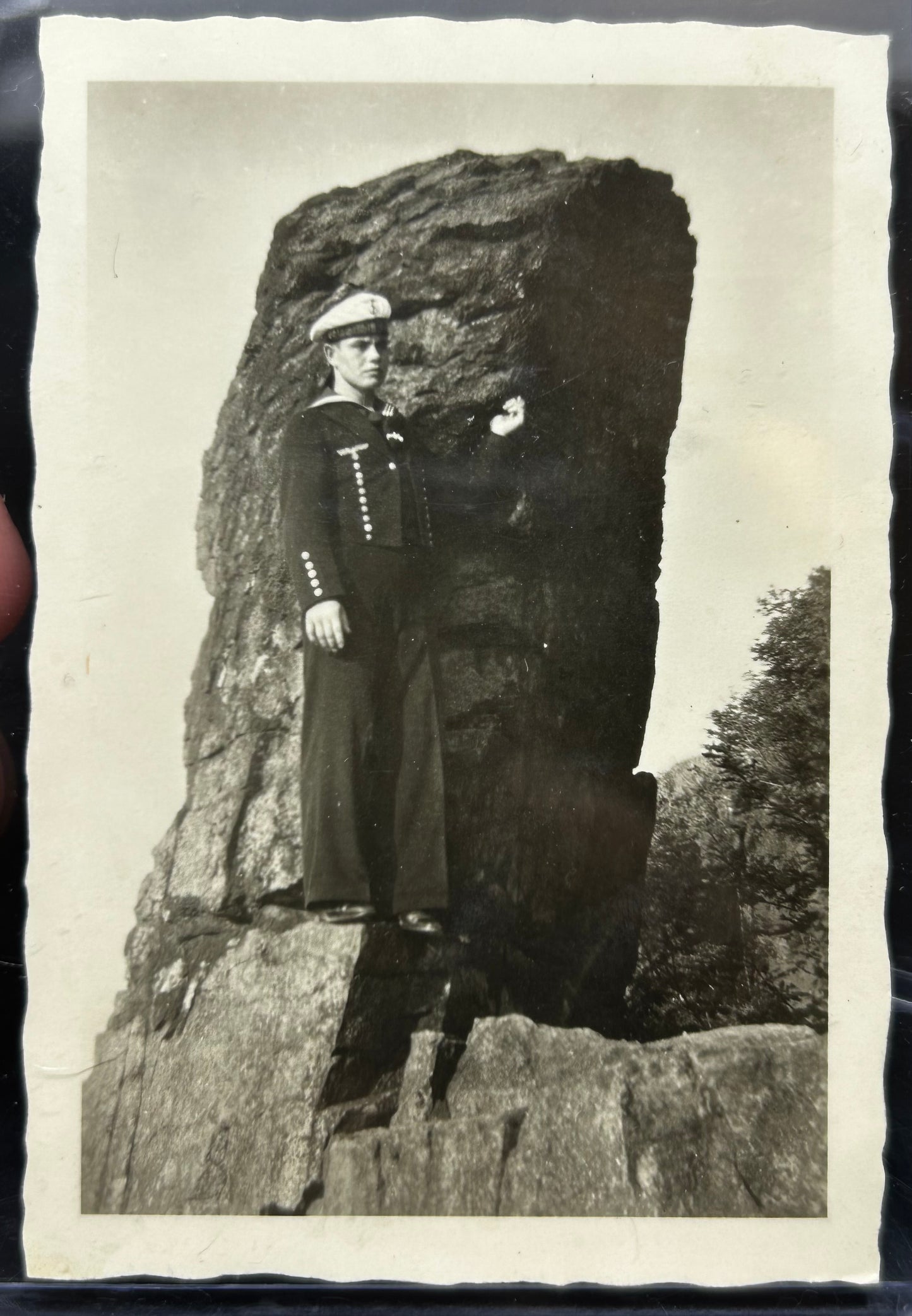 German WWII Kriegsmarine Sailor Photo With Tons Of Writing On The Back