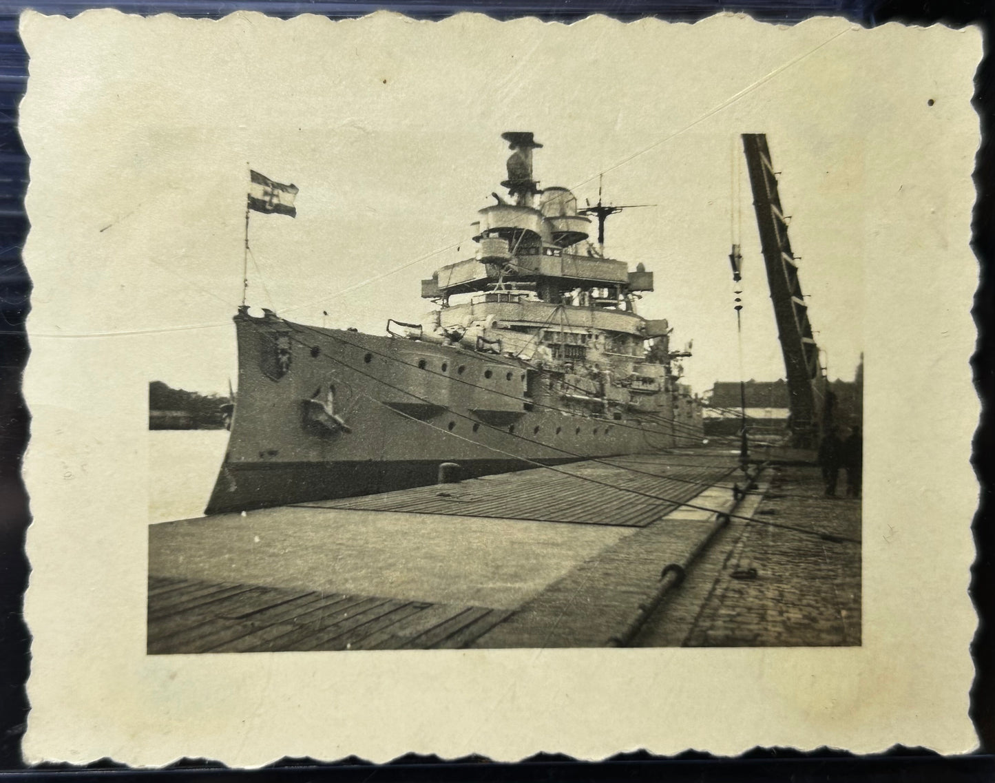 German Reichsmarine Kriegsmarine Photo Of Battle Ship Docked In Port