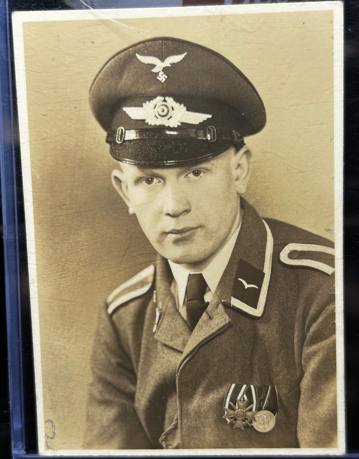 German WWII Luftwaffe NCO Studio Photo Nice Shot W/ Medals