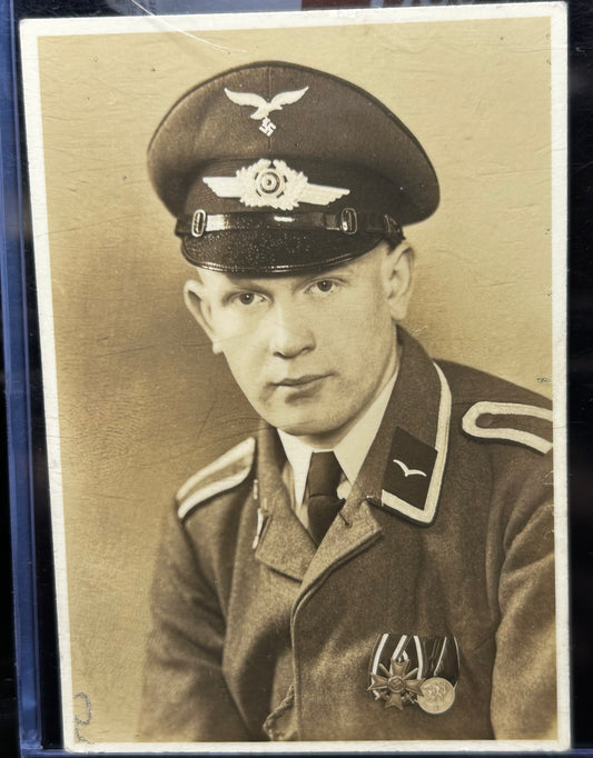 German WWII Luftwaffe NCO Studio Photo Nice Shot W/ Medals