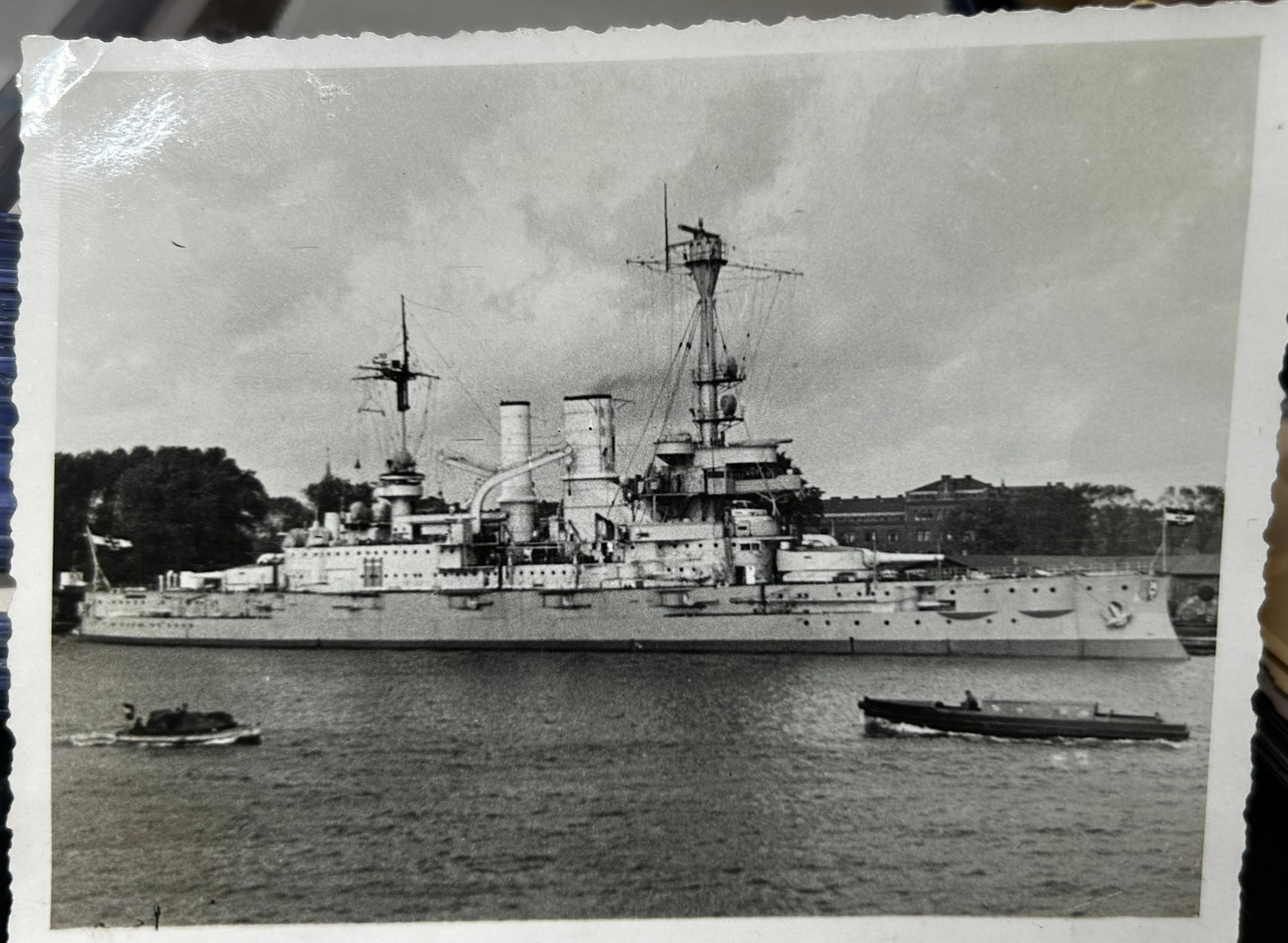 German Weimar Republic Photo Reichsmarine/Kriegsmarine Battleship In Harbor