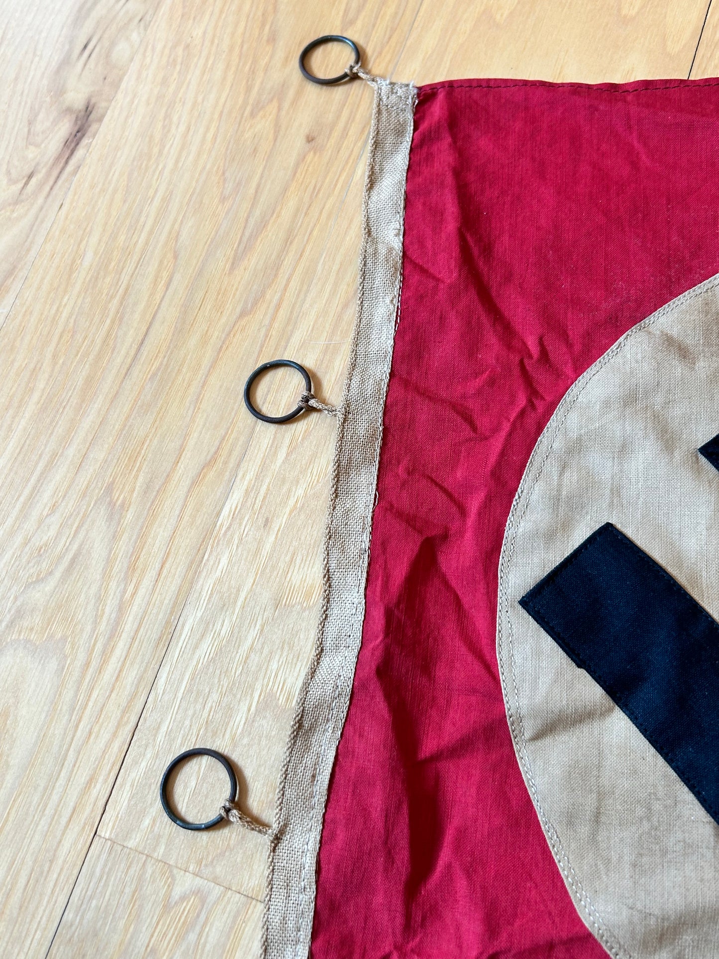 Swallow Style NSDAP Flag With Rings 3 Piece Construction