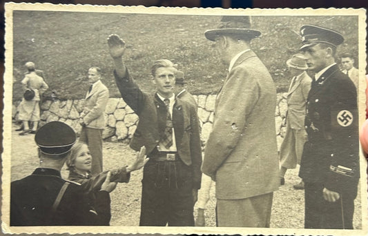 HJ member saluting Hitler original photo/postcard