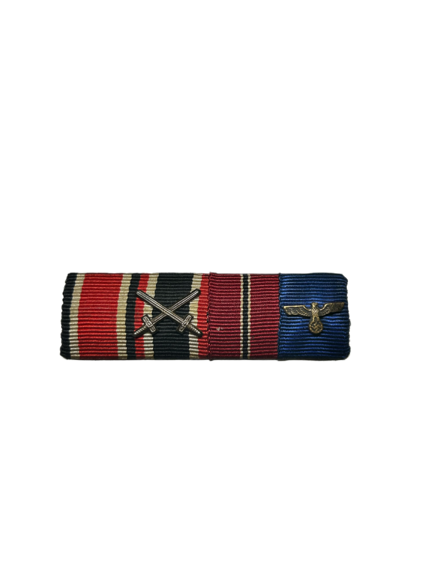 German 4 Place Ribbon Bar, Ek2, KVK W/ Swords, Eastern Front, 4 Year Heer