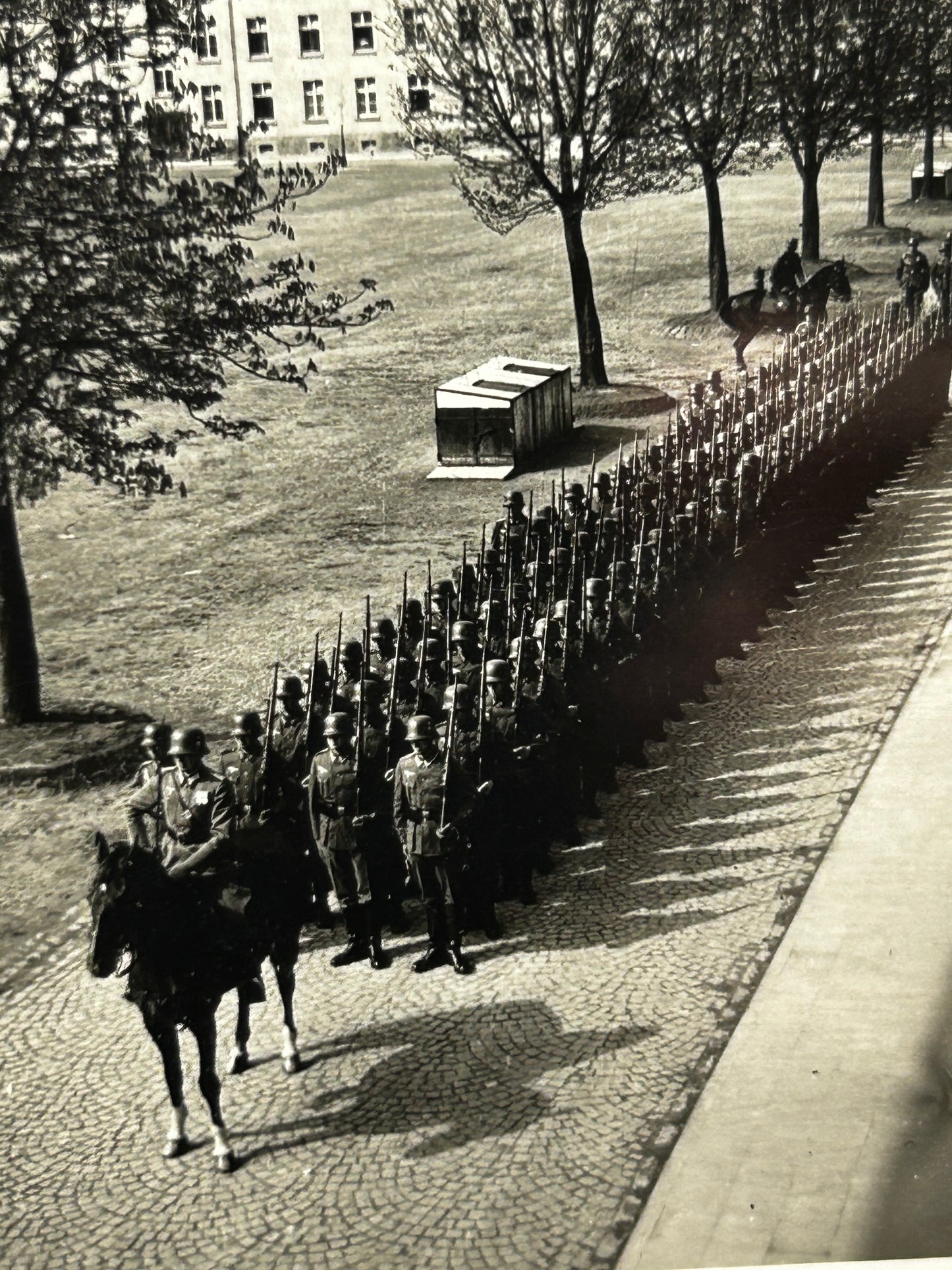 German WWII Photo Soldiers Lined Up Marching