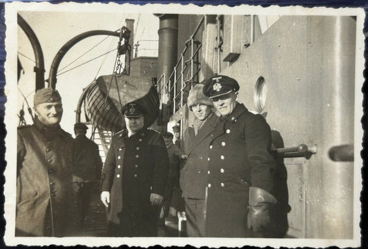 German WWII Photo Kriegsmarine Officers on Deck