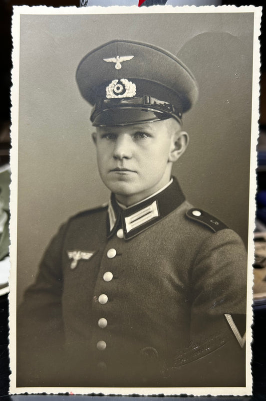 German WWII Heer NCO Portrait Photo Unit Marked “6”