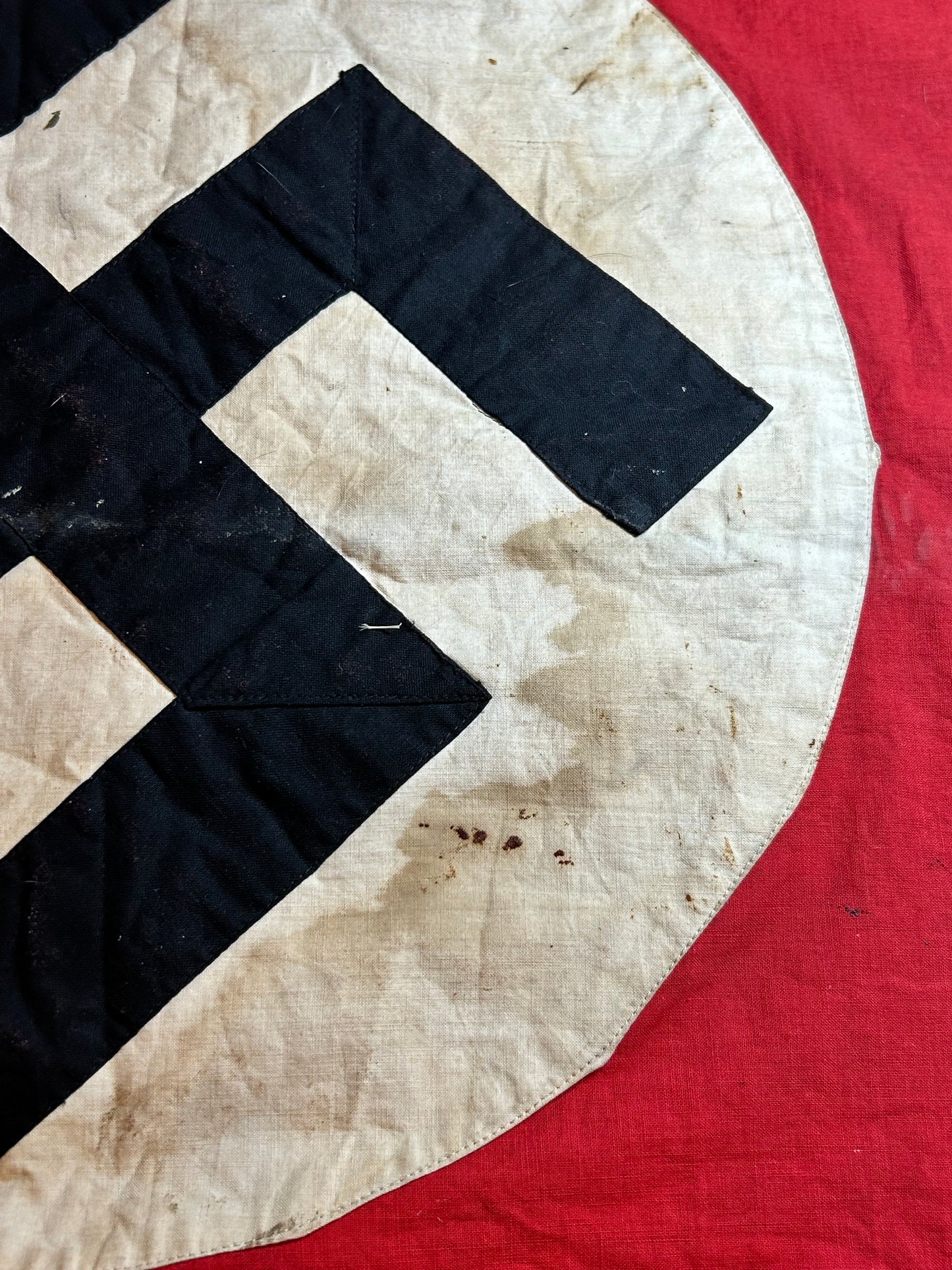 Rough NSDAP flag 53x30 inches. Small “rip” with original nails used for hanging