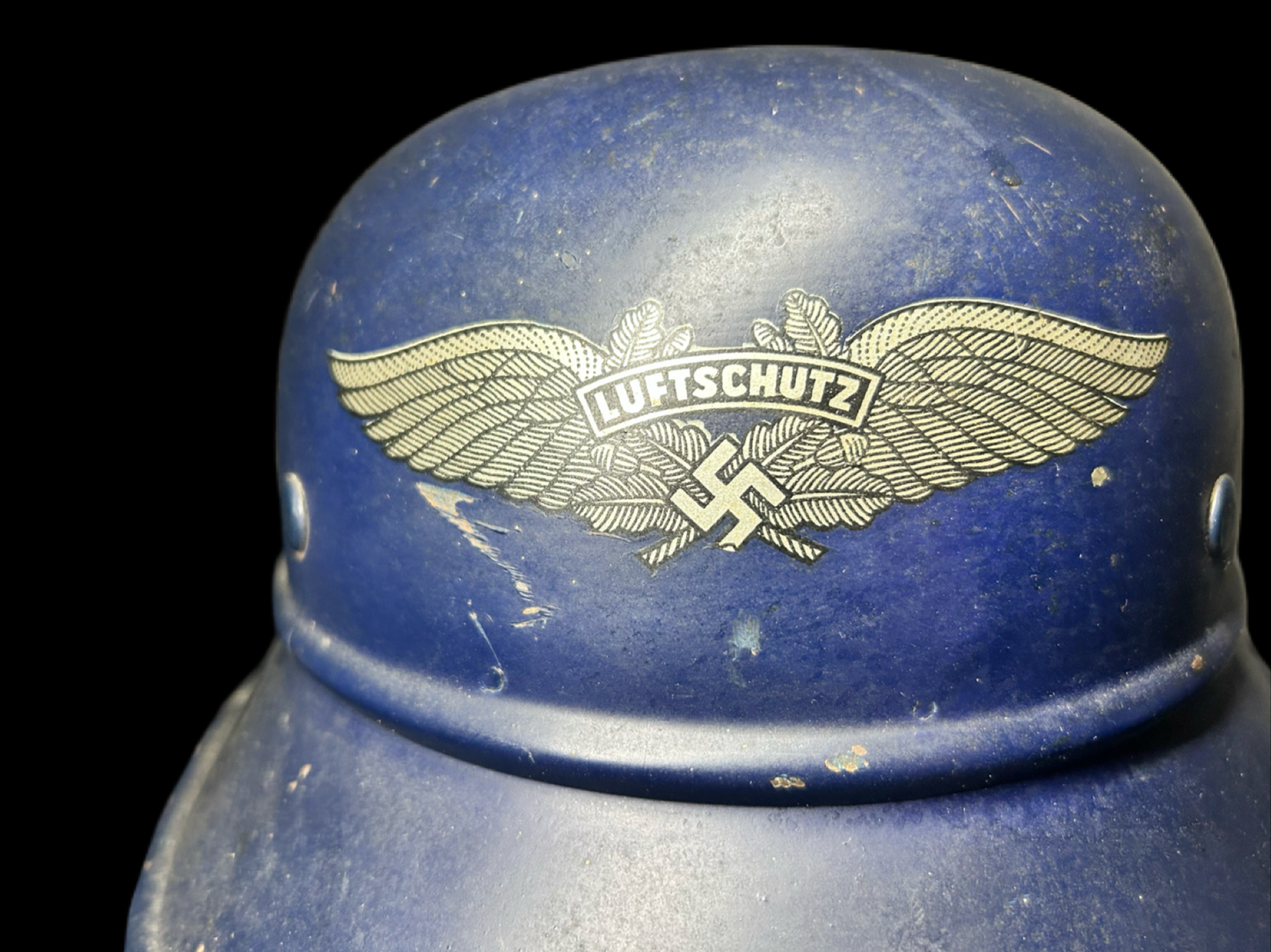 Luftschutz Gladiator Helmet 100% Decal, Perfect Liner, Blue Tone Paint With Original Manufacturers Stamp & Price